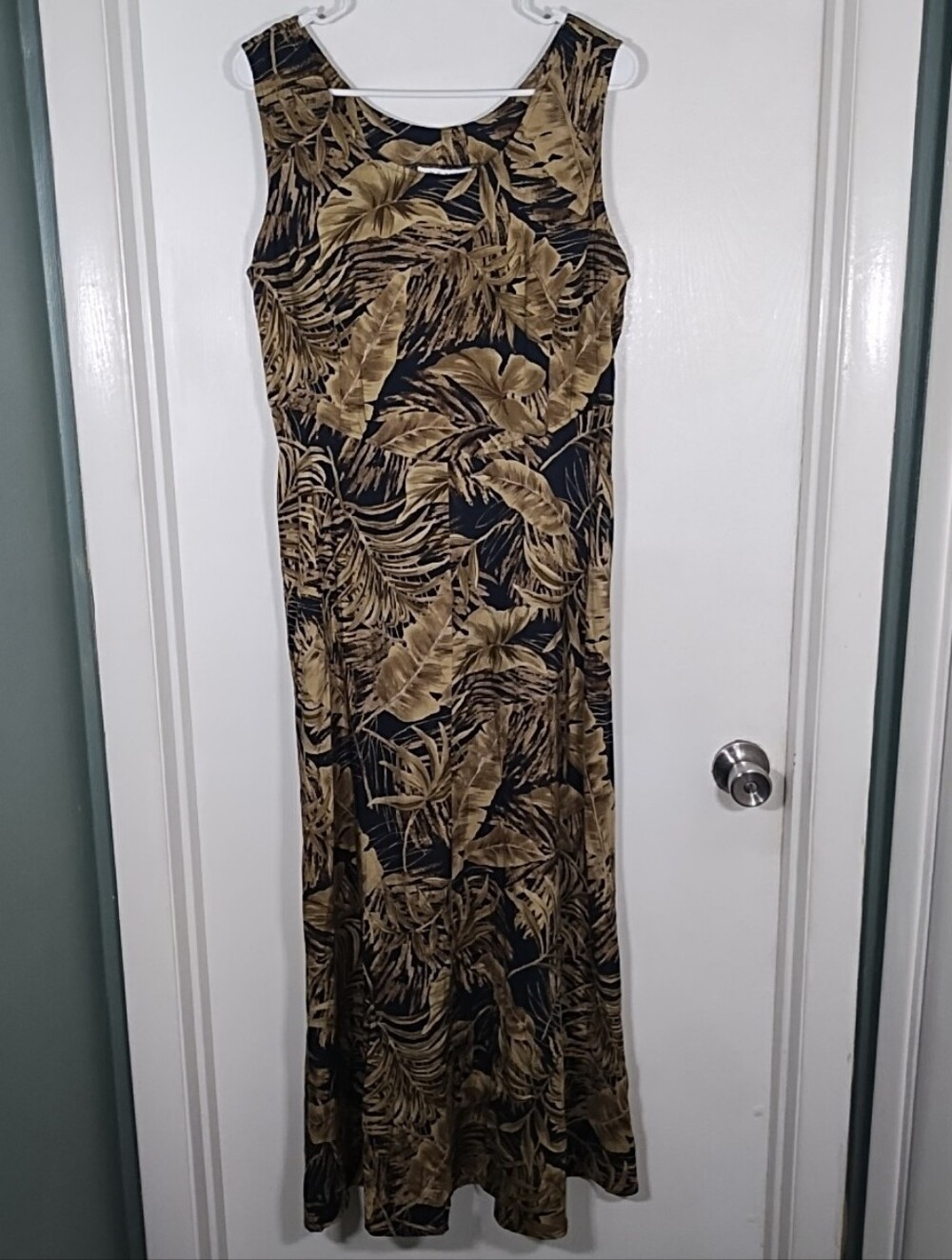 90s Croft & Barrow Tropical Maxi Dress 12 Sleeveless Tie Back Flowy Summer Beach